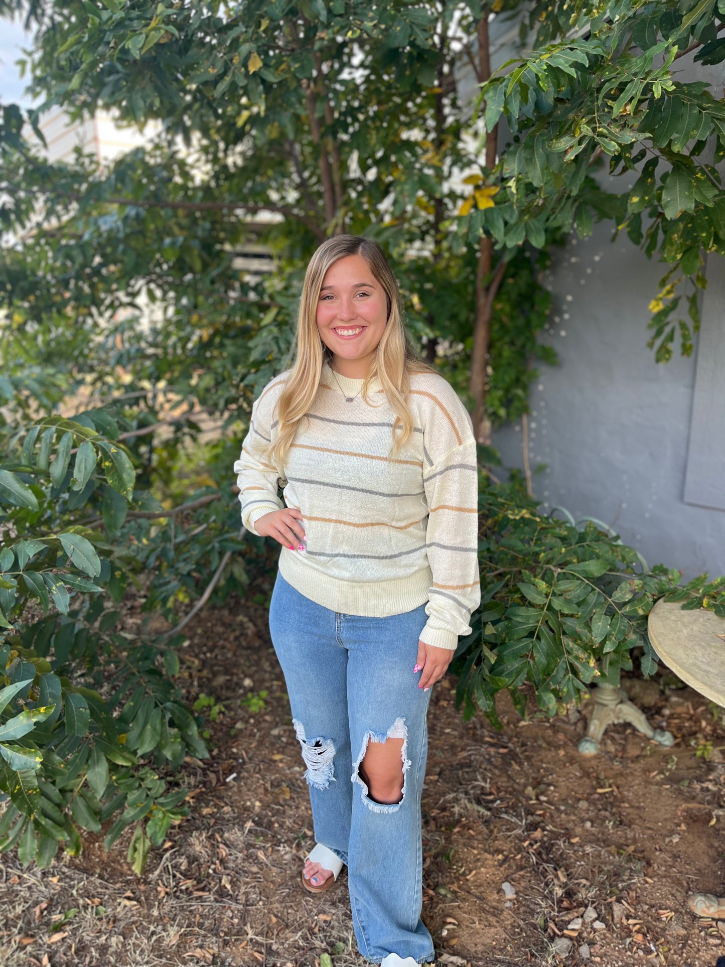 Eden Striped Ribbed Edge Sweater