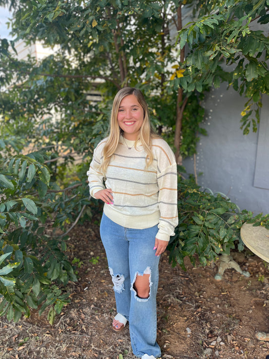 Eden Striped Ribbed Edge Sweater