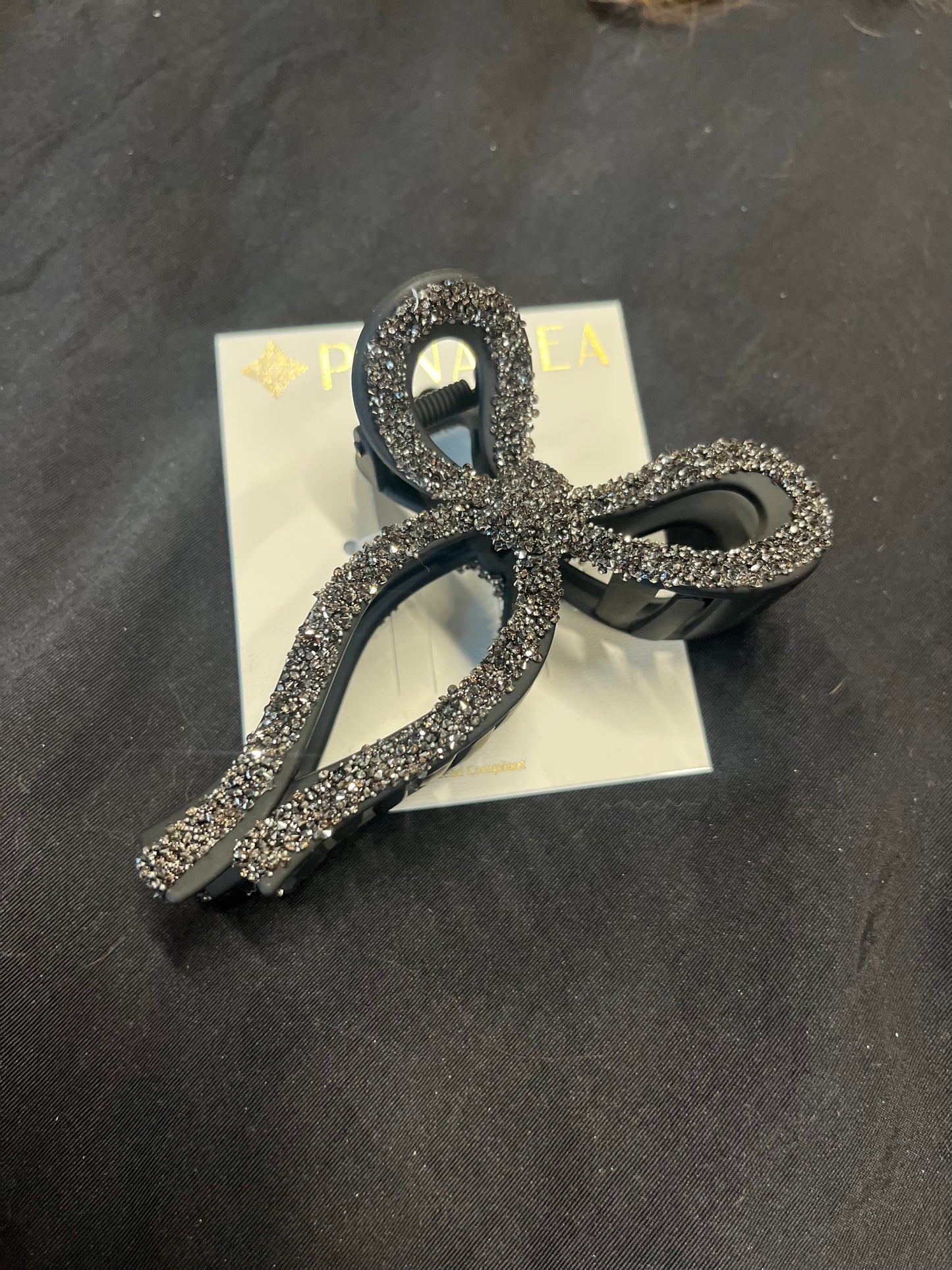 Sparkly Black Bow Clip
