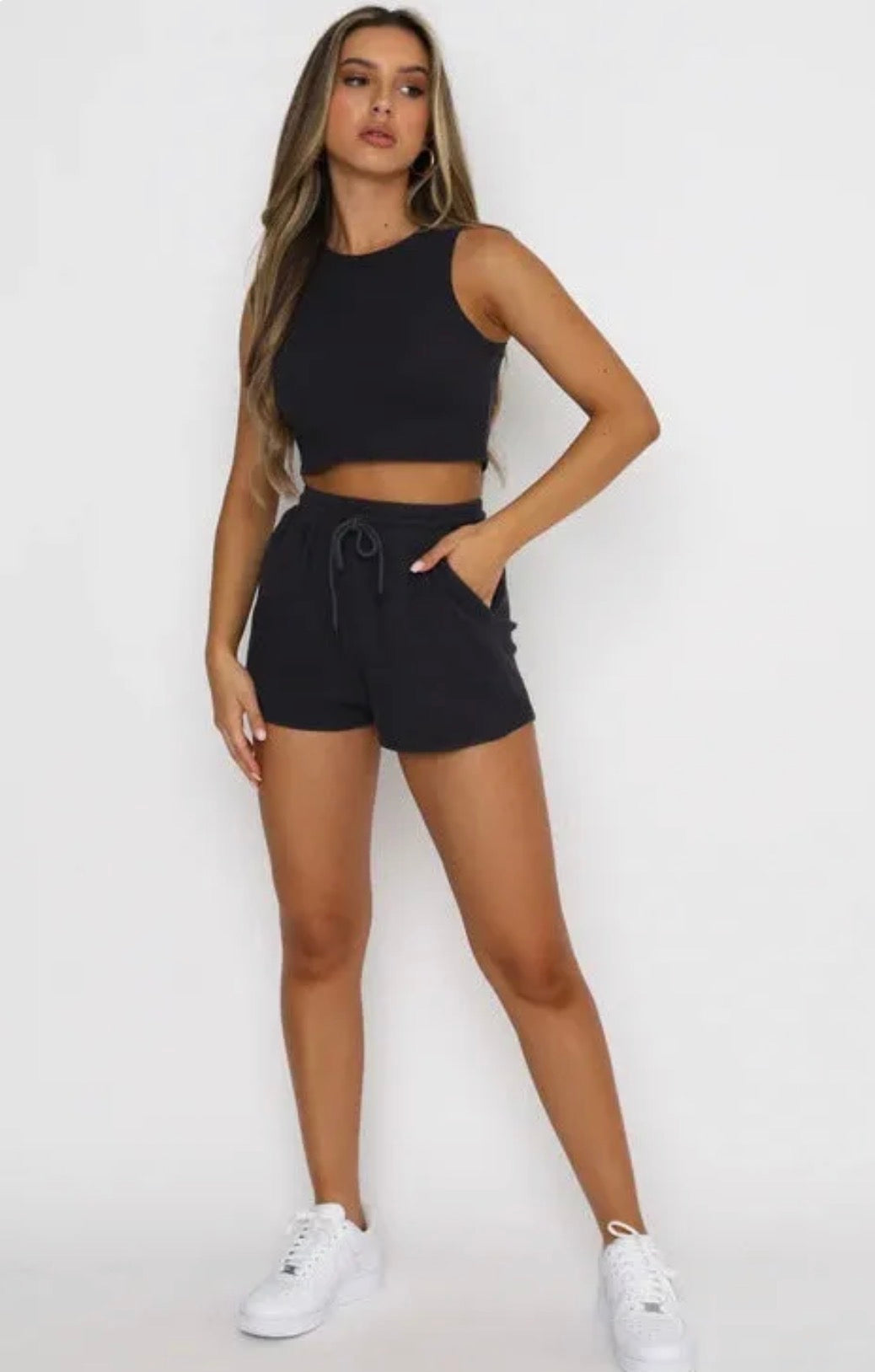 Ribbed Sleeveless Top + Shorts Set