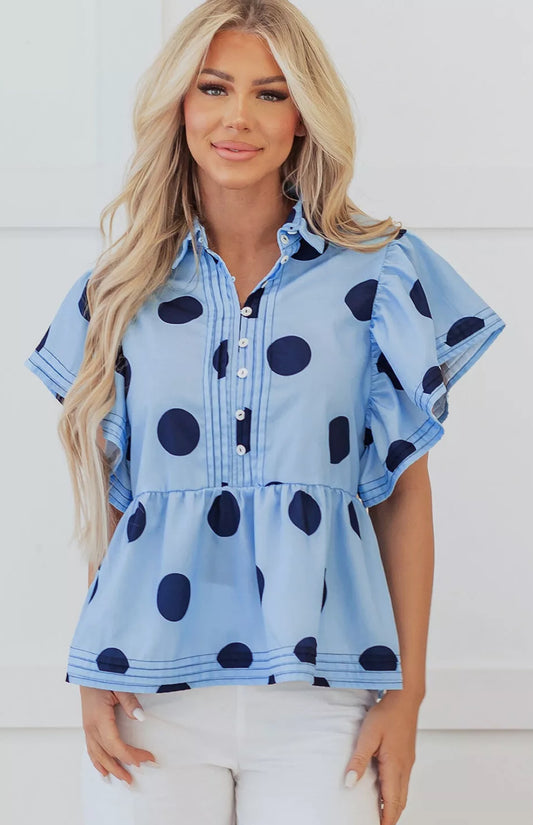 Polka Dot Buttoned Blouse