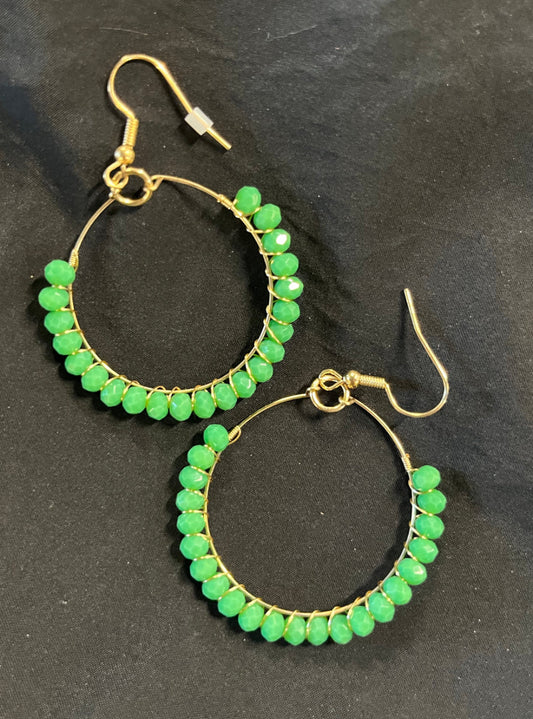 Green Hoop Earrings
