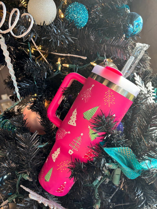 Pink Christmas Tree 40oz Tumbler