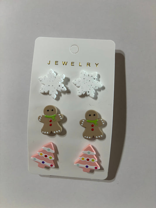 White snowflake earring set
