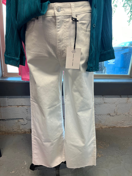 White wide leg denim jeans