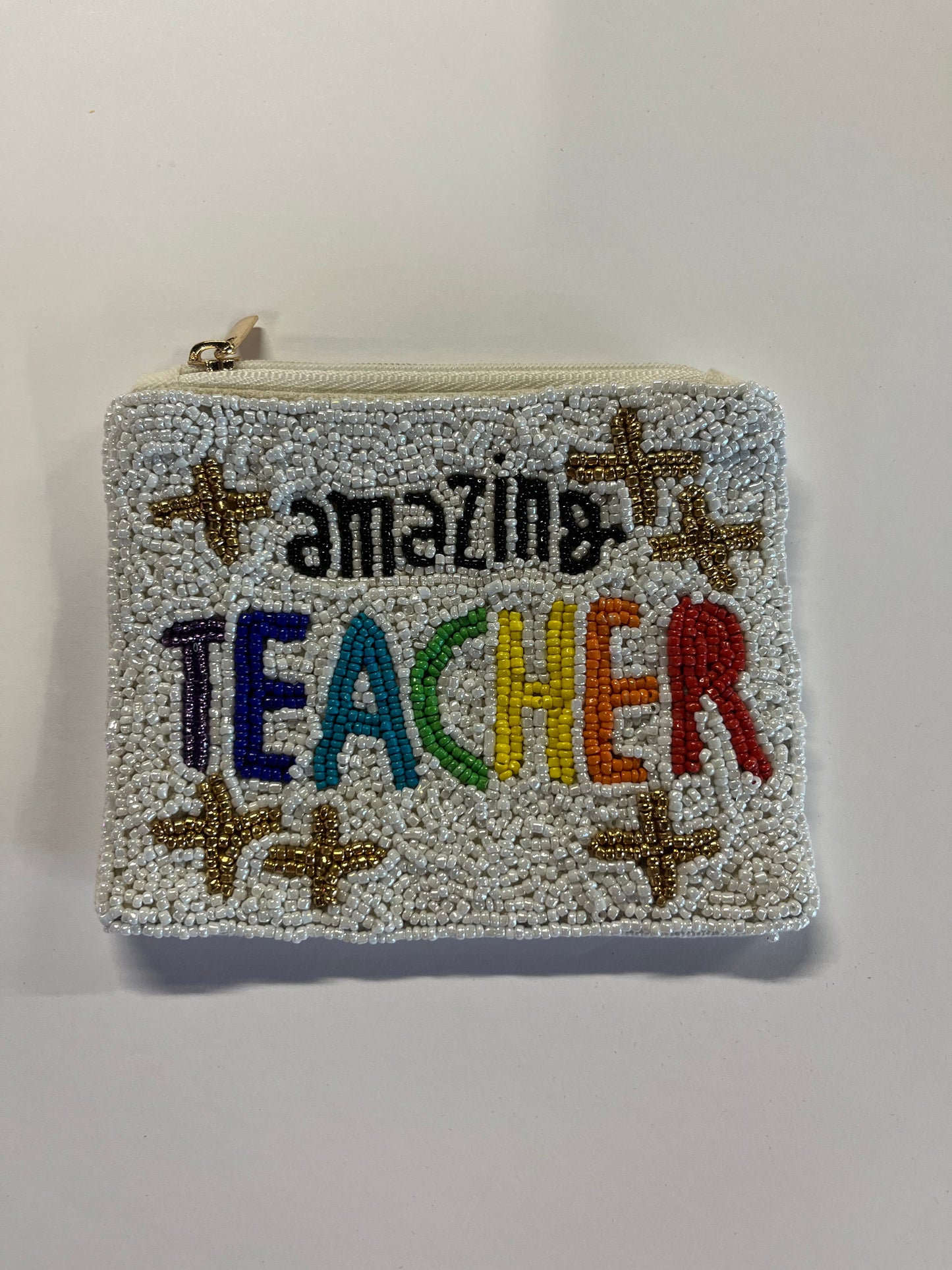 White Amazing Teacher Coin Bag