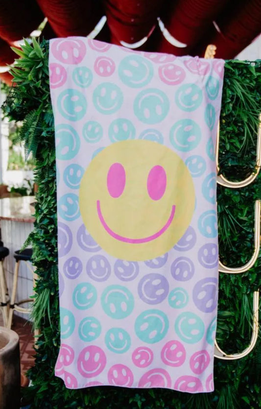 Pastel Smiley Face Quick Dry Towel