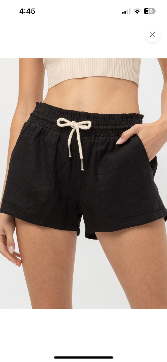 Black Linen shorts
