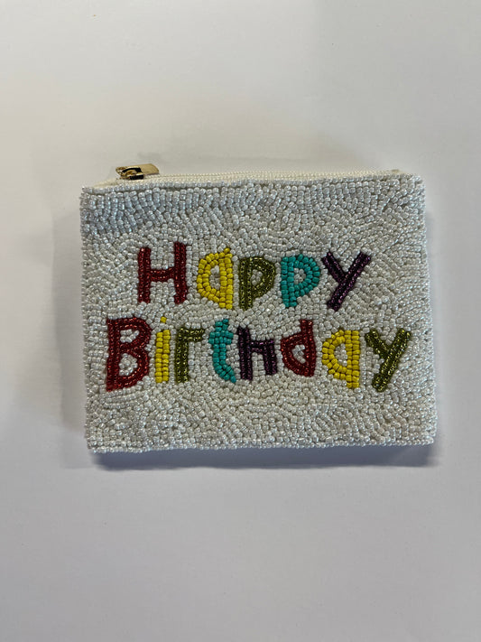 White Happy Birthday Coin Bag
