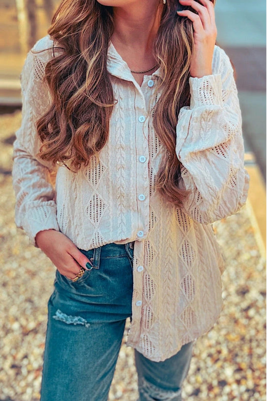 Casual Chic Beige Buttoned down top