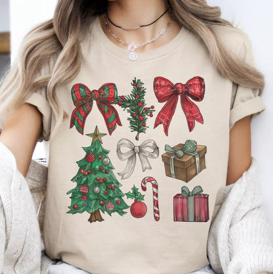 Classic Christmas Coquette Collage Holidy Vibe Graphic Tee