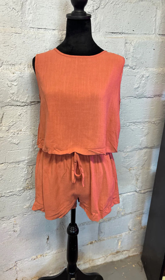 Orange Linen Set top and bottom