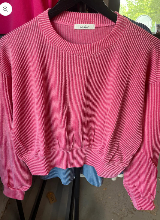 Pink Ribbed Sweatshirt