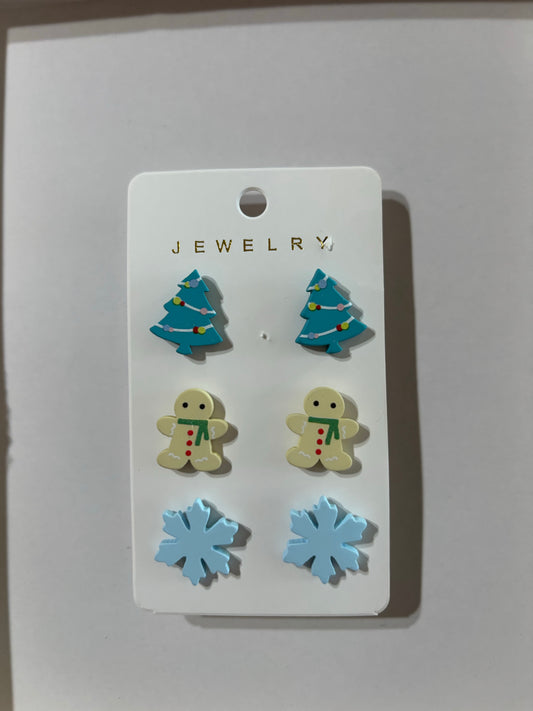Blue snowflake earring set