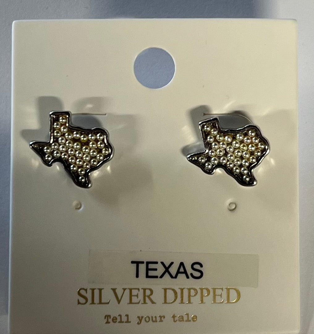 Texas Silver Dipped Pearl Earrings