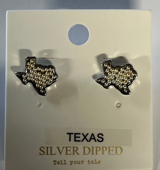Texas Silver Dipped Pearl Earrings
