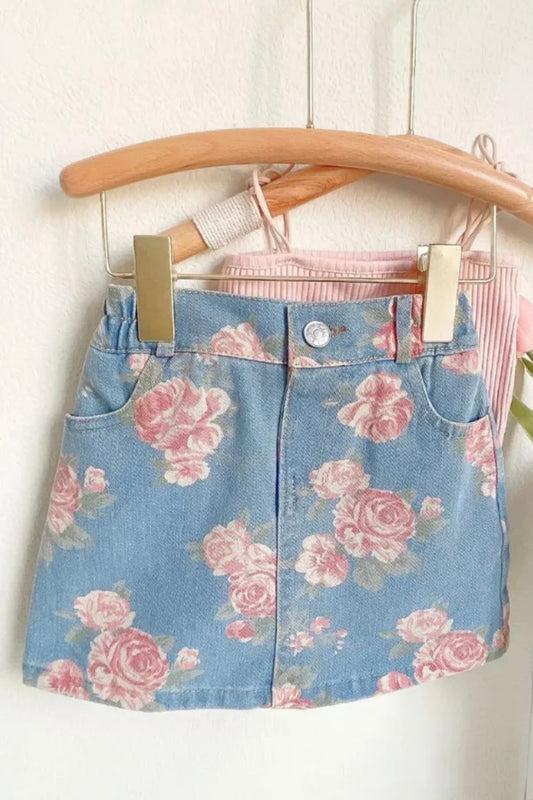 Betsy Kids Floral Denim Skirt