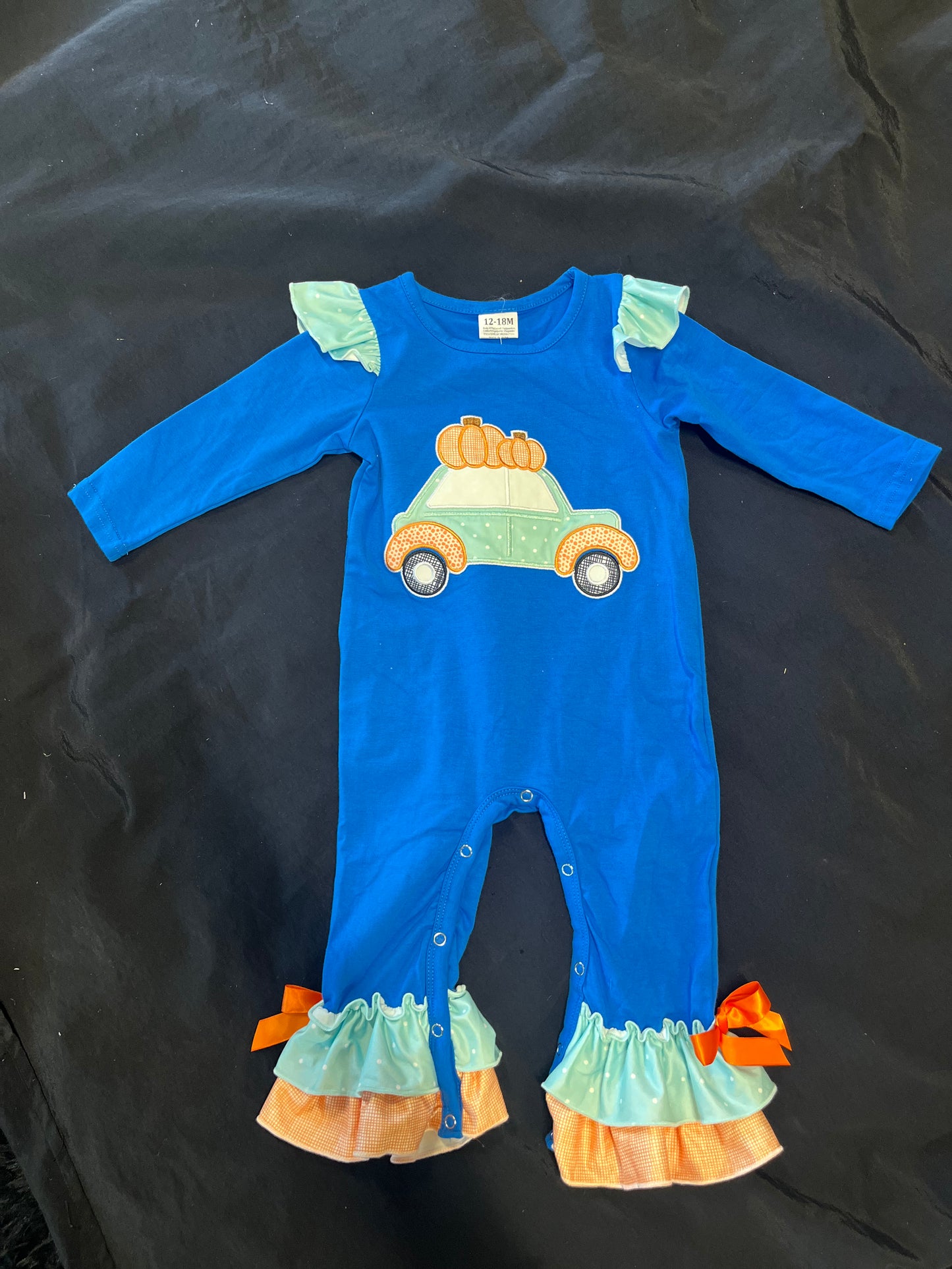 Blue Car Ruffled Jumpsuit