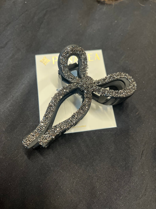 Sparkly Black Bow Clip
